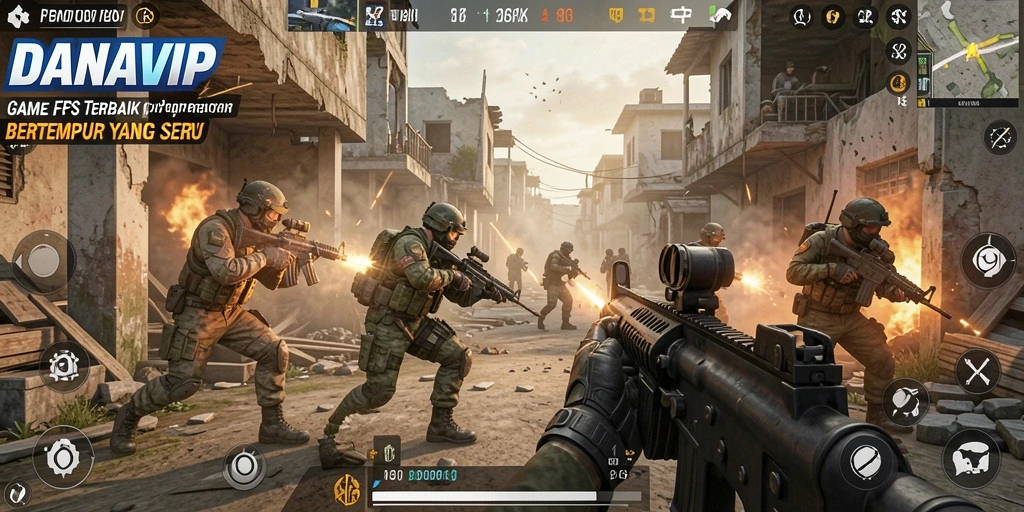 Tampilan gameplay seru dari DANAVIP di pertempuran FPS.
