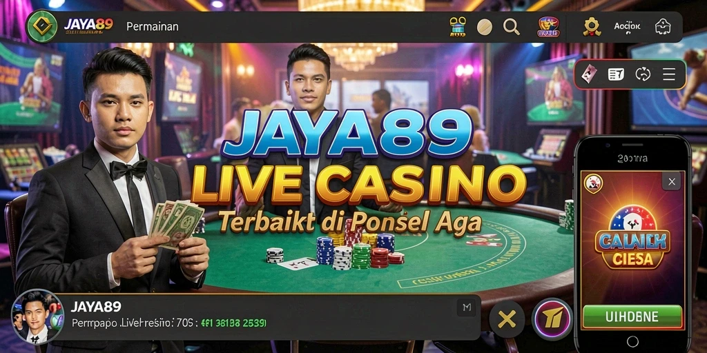 Tampilan gameplay JAYA89 dengan dealer langsung yang berinteraksi dengan pemain.