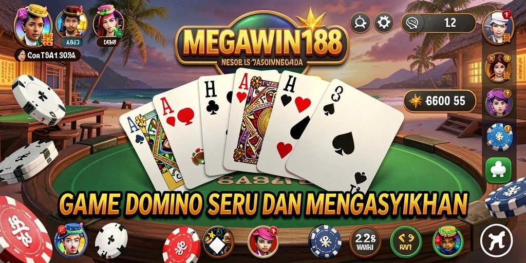 Screenshot dari gameplay MEGAWIN188 menunjukkan aksi seru permainan Domino.