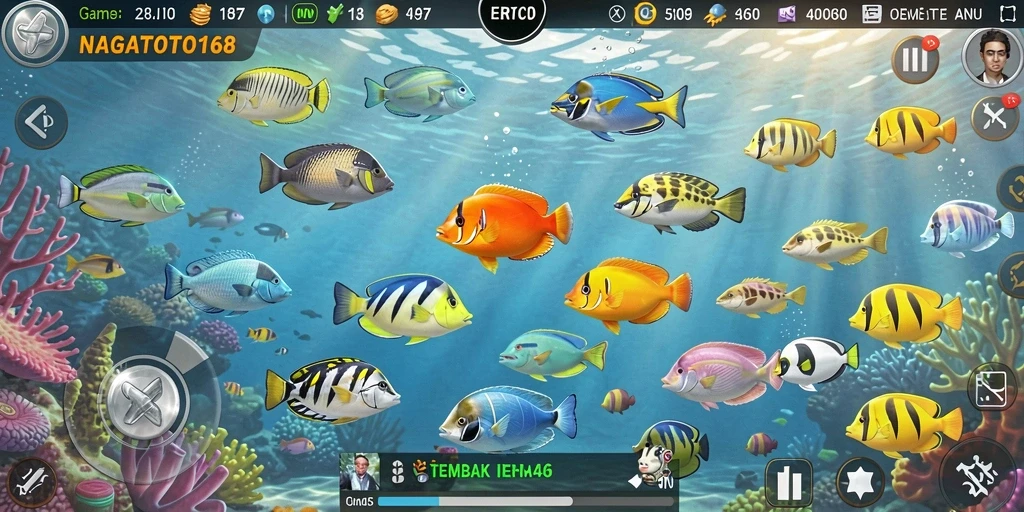 Tampilan gameplay menarik dari NAGATOTO168 saat menembak ikan.