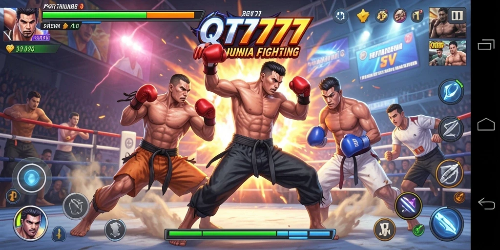 Tampilan gameplay QT777 yang menegangkan dengan aksi pertarungan yang cepat.