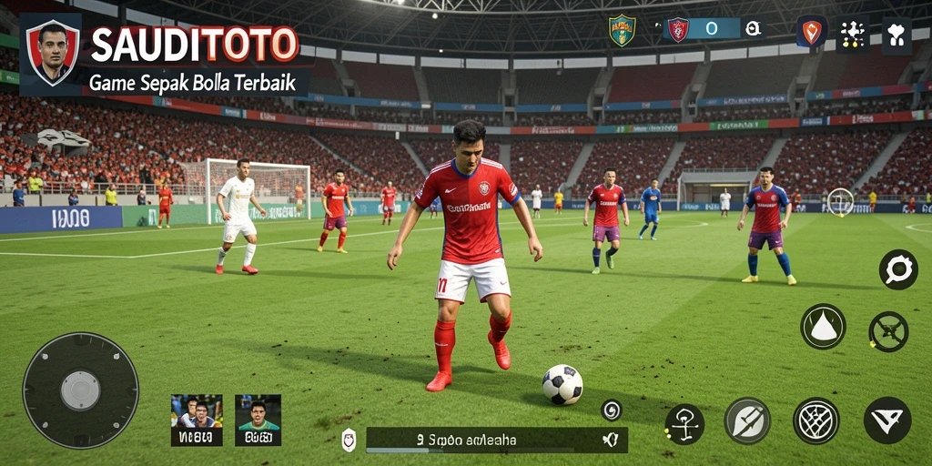 Gameplay seru SAUDITOTO dengan aksi pertandingan sepak bola.