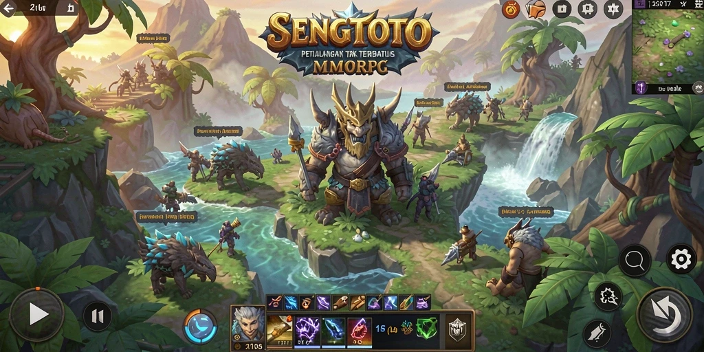 Screenshot gameplay SENGTOTO menunjukkan berbagai aksi seru dalam petualangan MMORPG.
